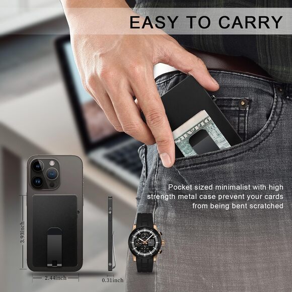 Slim RFID Aluminum Wallet – Minimalist Metal Card Holder with Money Clip - Picture 6 of 6